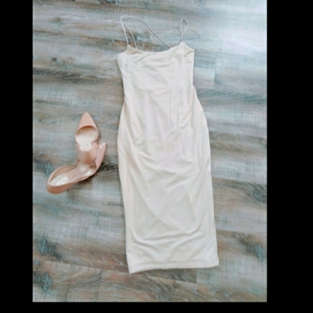 NWT Jluxlabel Jluxbasix Tan Rory Diagonal Strap Dress